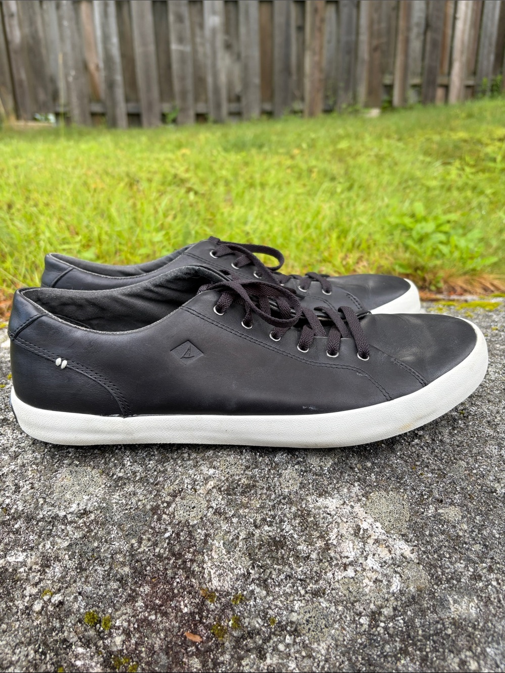 Sperry Top-Sider Men's Black Leather lace up sneakers casual work shoes size 11 - Picture 3 of 16